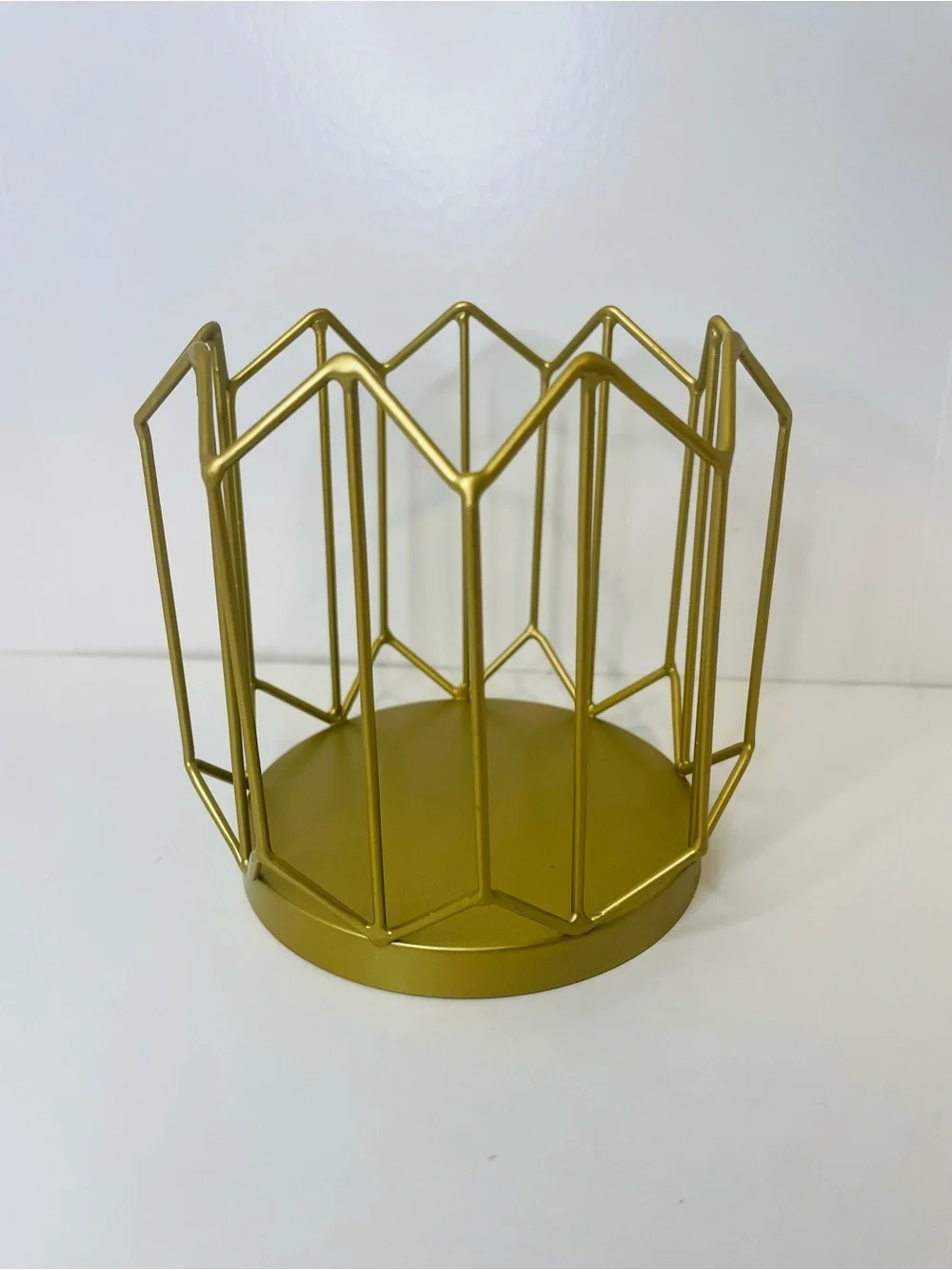 Fall Candle Holder, Gold Geometric Metal, 3 Wick candle holder, Votive candle